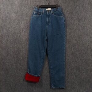 L.L. Bean Double L Straight Jeans Womens 4 Blue High Rise‎ Relaxed Lined 26x30